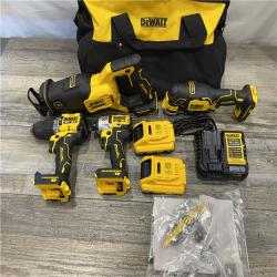 AS-IS DEWALT 20-Volt Maximum Lithium-Ion Cordless 4-Tool Combo Kit with (2) 4 Ah Batteries and Charger