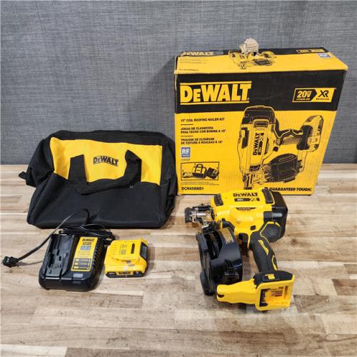 HOUSTON LOCATION - AS-IS DEWALT 20V MAX Lithium-Ion 15-Degree Electric Cordless Roofing Nailer Kit
