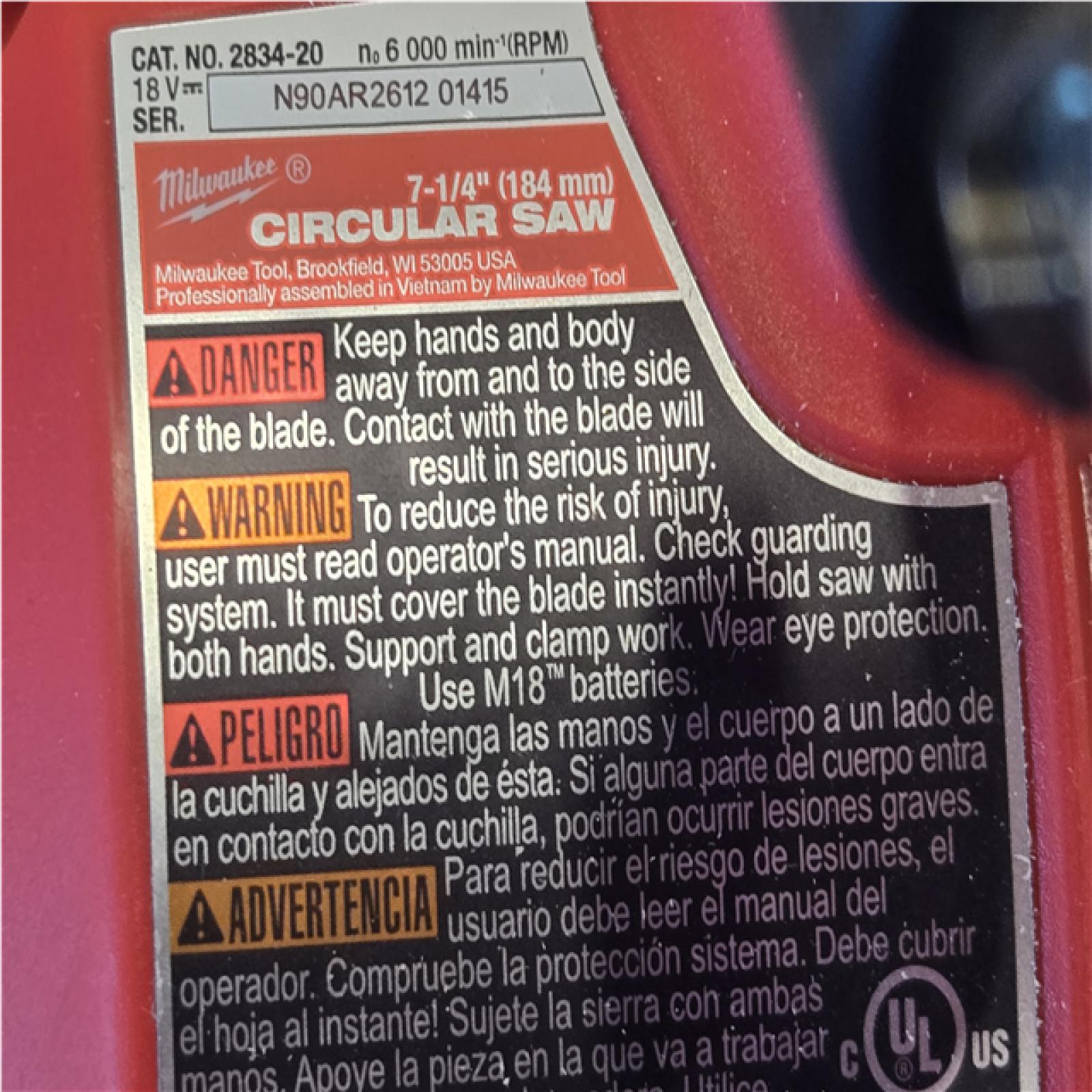 AS-IS Milwaukee FUEL 18V Lithium-Ion Brushless Cordless 7-1/4 in. Circular Saw (Tool-Only)