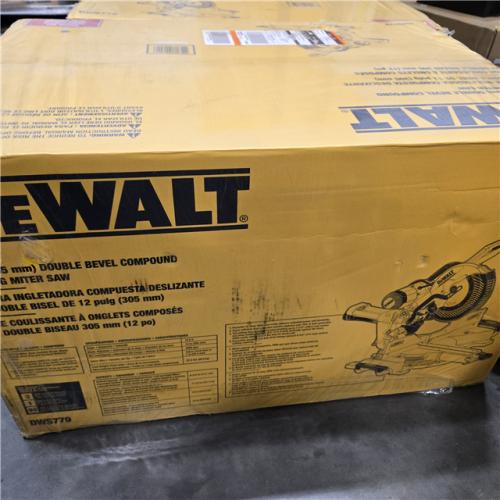 NEW  DEWALT 15 Amp Corded 12 in. Double Bevel Sliding Compound Miter Saw, Blade Wrench and Material Clamp