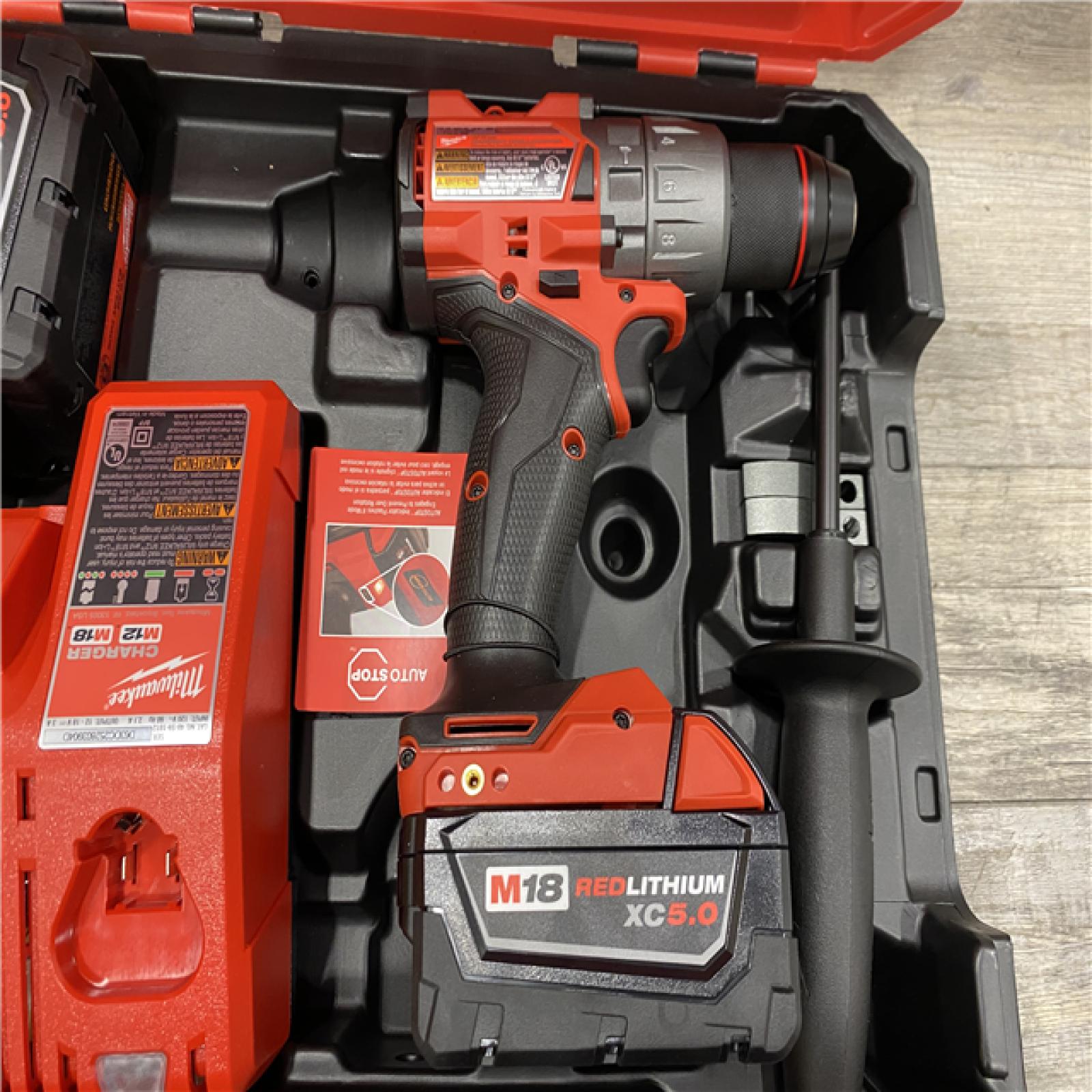 AS-IS Milwaukee FUEL 18V Lithium-Ion Brushless Cordless 1/2 in. Hammer Drill Driver Kit