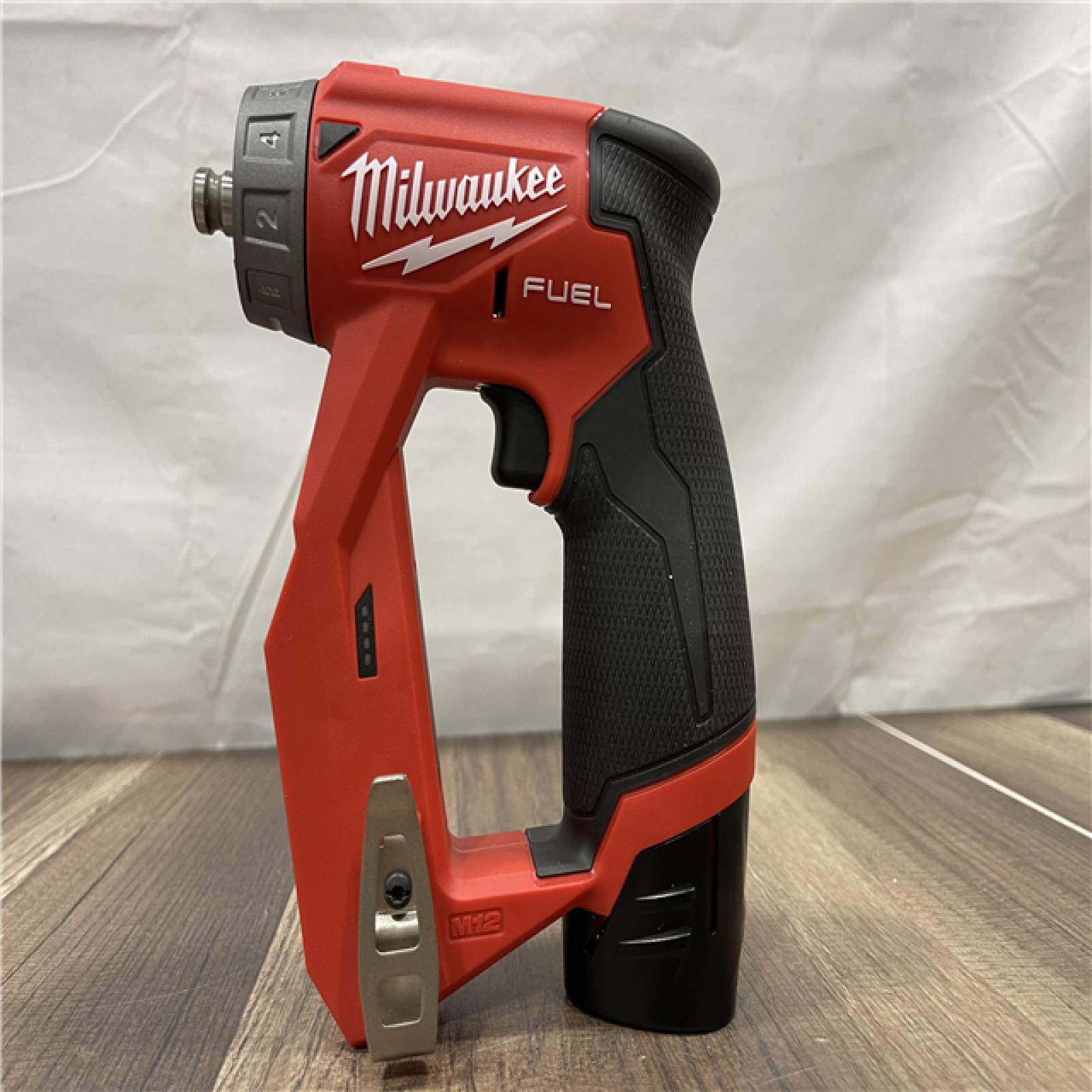 AS-IS Milwaukee FUEL 12V Lithium-Ion Brushless Cordless 4-in-1 Installation 3/8 in. Drill Driver Kit