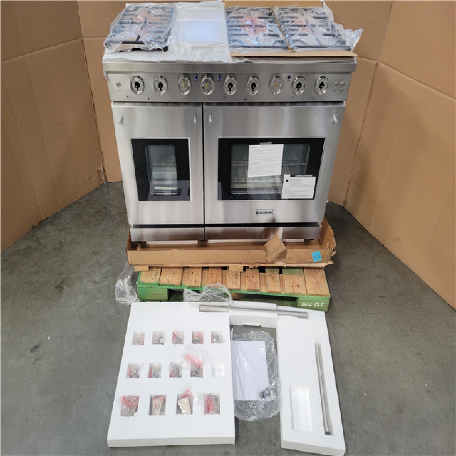 California AS-IS Professional Style 48 Gas Range; Model #UL-BKRGAM48-ST; Appears in Excellent Condition