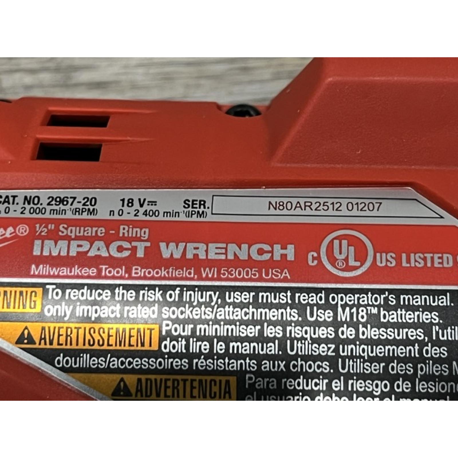 AS-IS Milwaukee FUEL 18V Lithium-Ion Brushless Cordless 1/2 in. Impact Wrench w/Friction Ring Kit