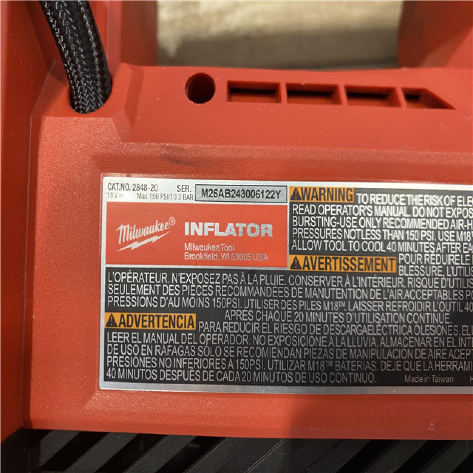 AS-IS Milwaukee 18-Volt Lithium-Ion Cordless Electric Portable Inflator (Tool-Only)