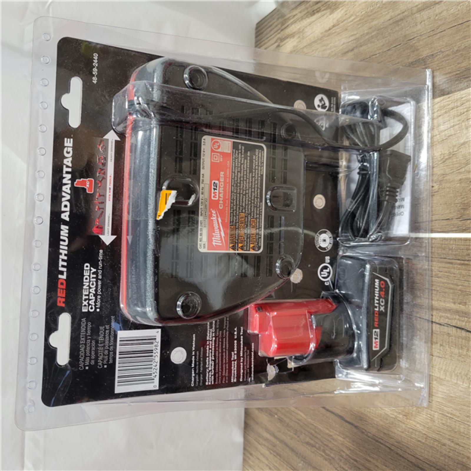 AS-IS Milwaukee M12 12-Volt Lithium-Ion XC Battery Pack 4.0 Ah and Charger Starter Kit