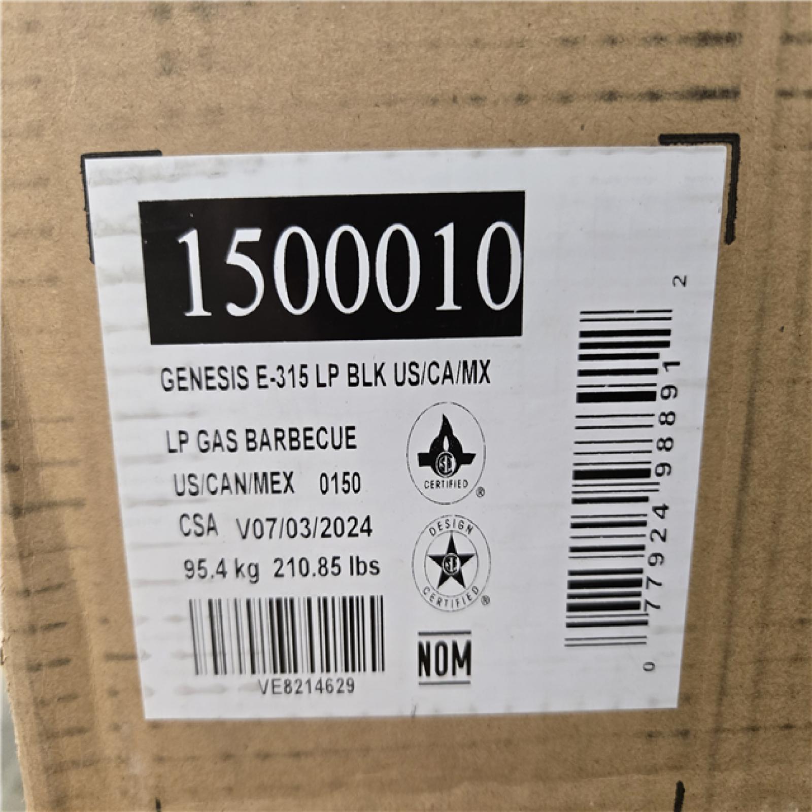 DALLAS LOCATION- WEBER Genesis E-315 3-Burner Liquid Propane Gas Grill in Black with Cast-Iron Grates
