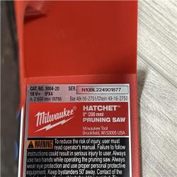 AS-IS Milwaukee FUEL 18V Lithium-Ion Brushless Cordless 8 in. HATCHET Pruning Saw (Tool-Only)