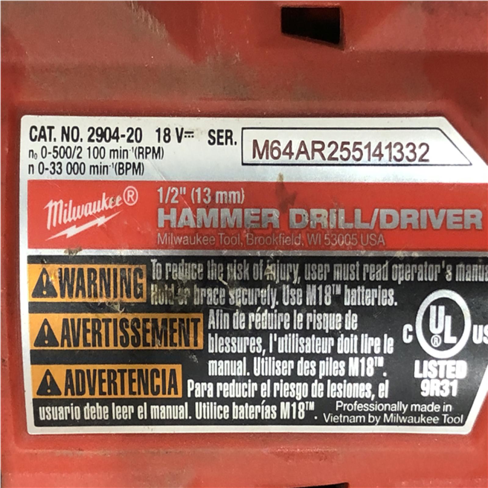 AS-IS Milwaukee FUEL 18V Lithium-Ion Brushless Cordless 1/2 in. Hammer Drill/Driver (Tool-Only)