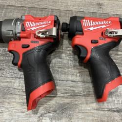 AS-IS Milwaukee FUEL 12-Volt Lithium-Ion Brushless Cordless Hammer Drill and Impact Driver Combo Kit