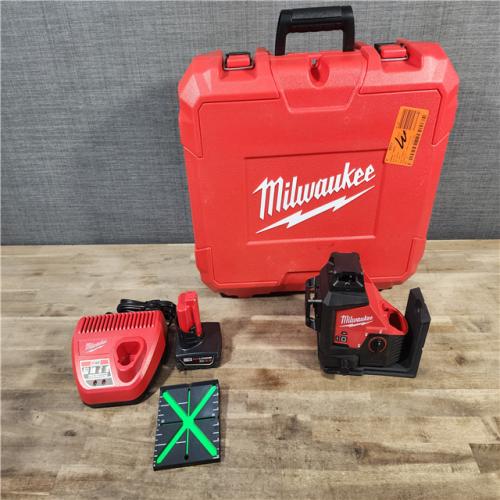 HOUSTON LOCATION - AS-IS Milwaukee-3632-21 M12 Green Beam Laser 360° 3-Plane Kit