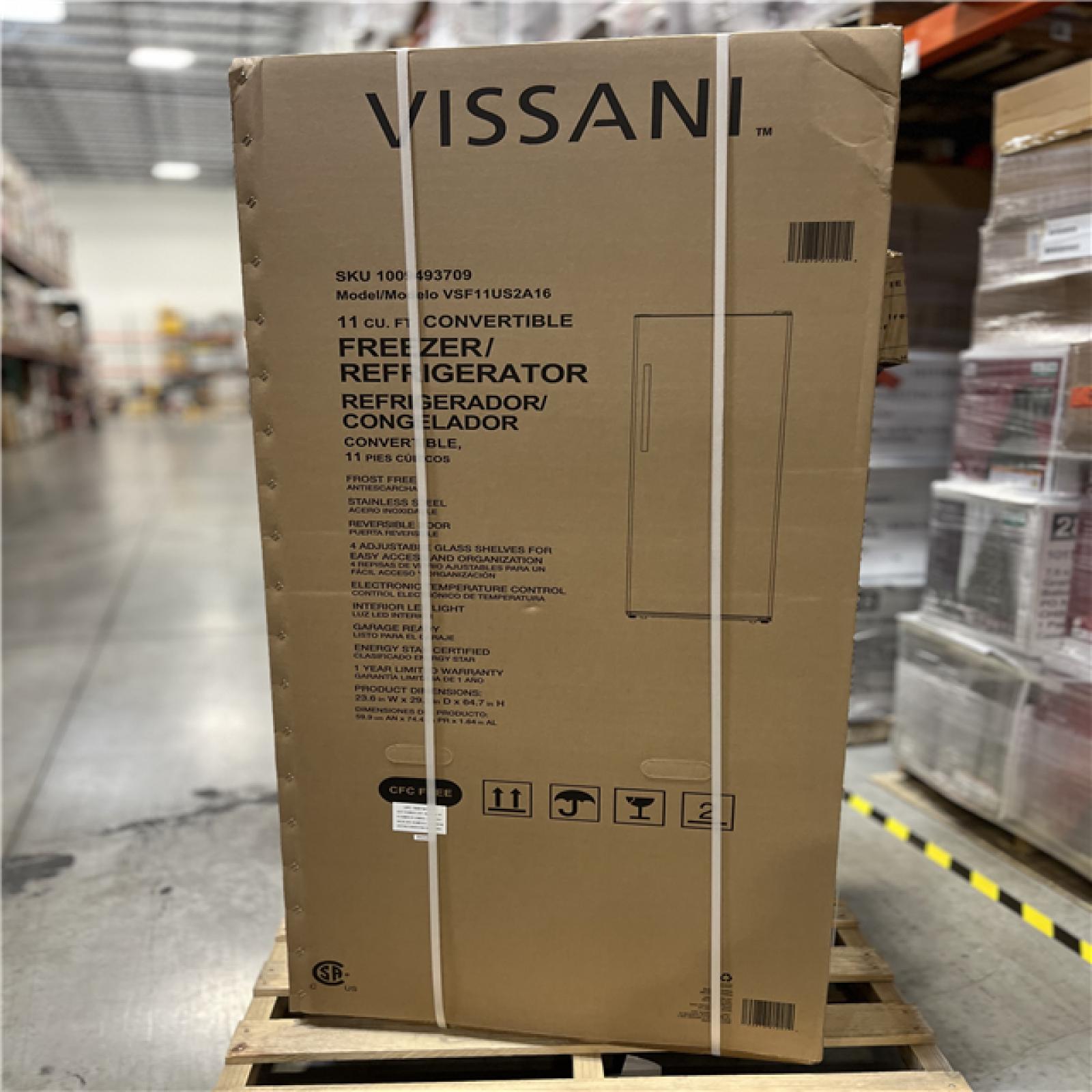 DALLAS LOCATION - AS-IS Vissani 24 in. 11 cu. ft. Convertible Auto Defrost Garage Ready Upright Freezer/Refrigerator in Stainless Steel  Energy Star
