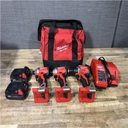 Houston Location AS-IS Milwaukee Drill Driver and Impact Drivers QTY/2 and Batteries QTY/2 with Charger