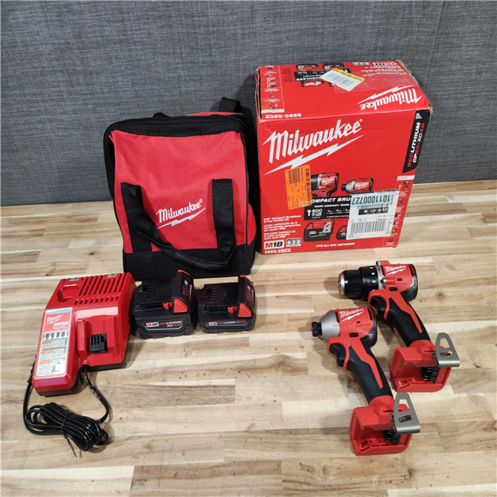 HOUSTON LOCATION - AS-IS Milwaukee 18-Volt Lithium-Ion Brushless Cordless Compact Hammer Drill/Impact Combo Kit