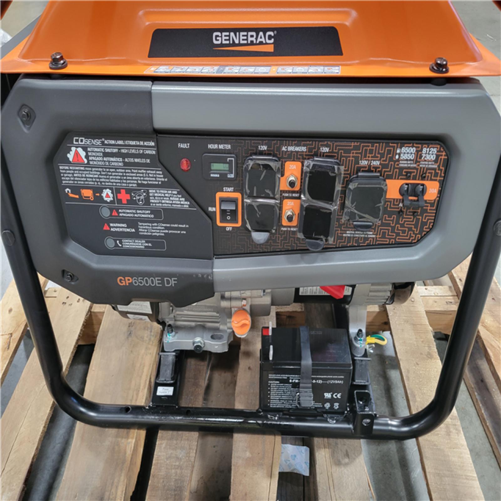 CALIFORNIA AS-IS NEW GENERAC 8,125/6500-WATT ELECTRIC START DUAL FUEL PORTABLE GENERATOR W/ COSENSE
