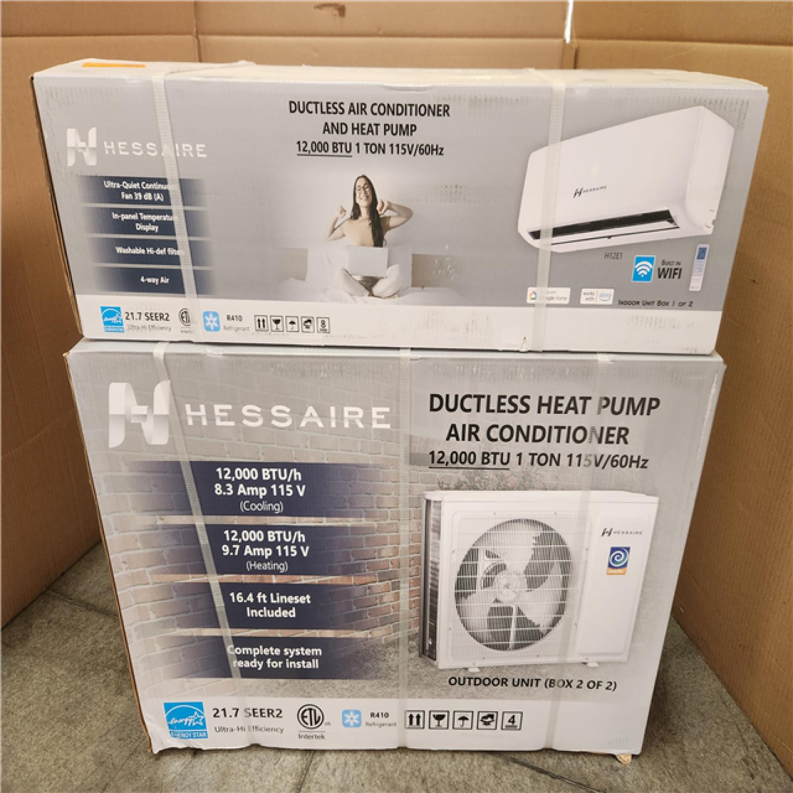 Phoenix NEW Hessaire DIY 22 SEER2 12 000 BTU Wi-Fi 1-Ton Ductless Mini Split Air Conditioner and Heat Pump Variable Speed Inverter-115-Volt (SEALED)