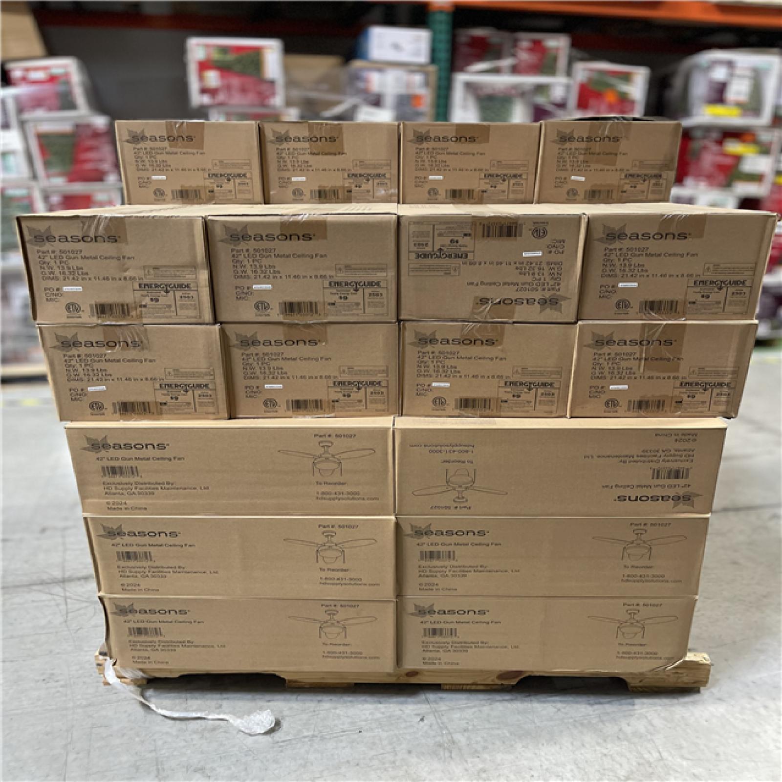 DALLAS LOCATION- Seasons® 42 In. 3-Blade LED Ceiling Fan W/ Light Pallet (44 Units)