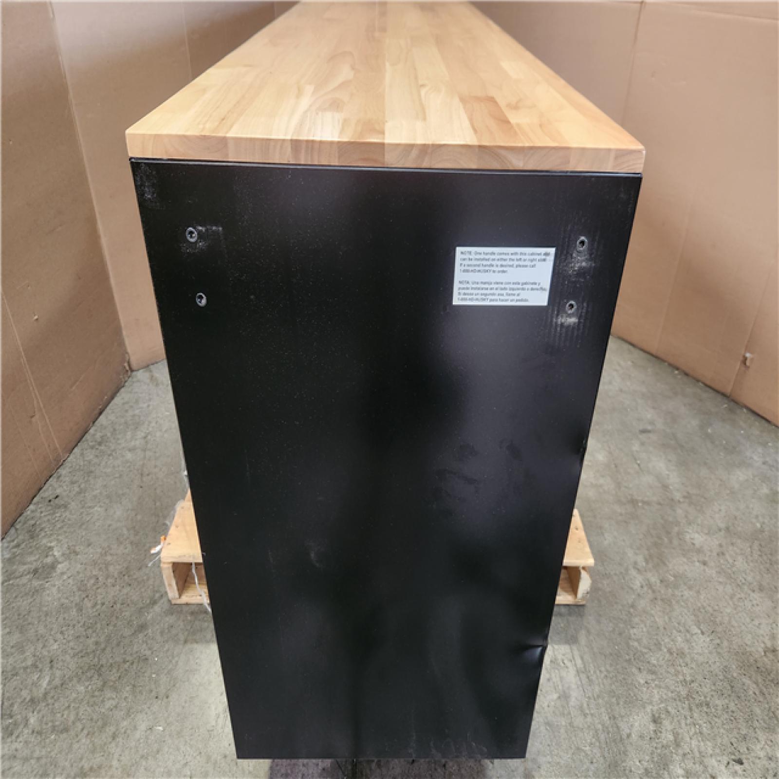Phoenix LIKE NEW Husky Standard Duty 72 in. W x 20 in. D 10-Drawer Gloss Black Mobile Workbench Cabinet with Solid Wood Top