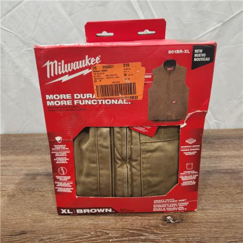 NEW! Milwaukee Men's X-Large Brown Heavy-Duty Sherpa-Lined Vest with 5-Pockets