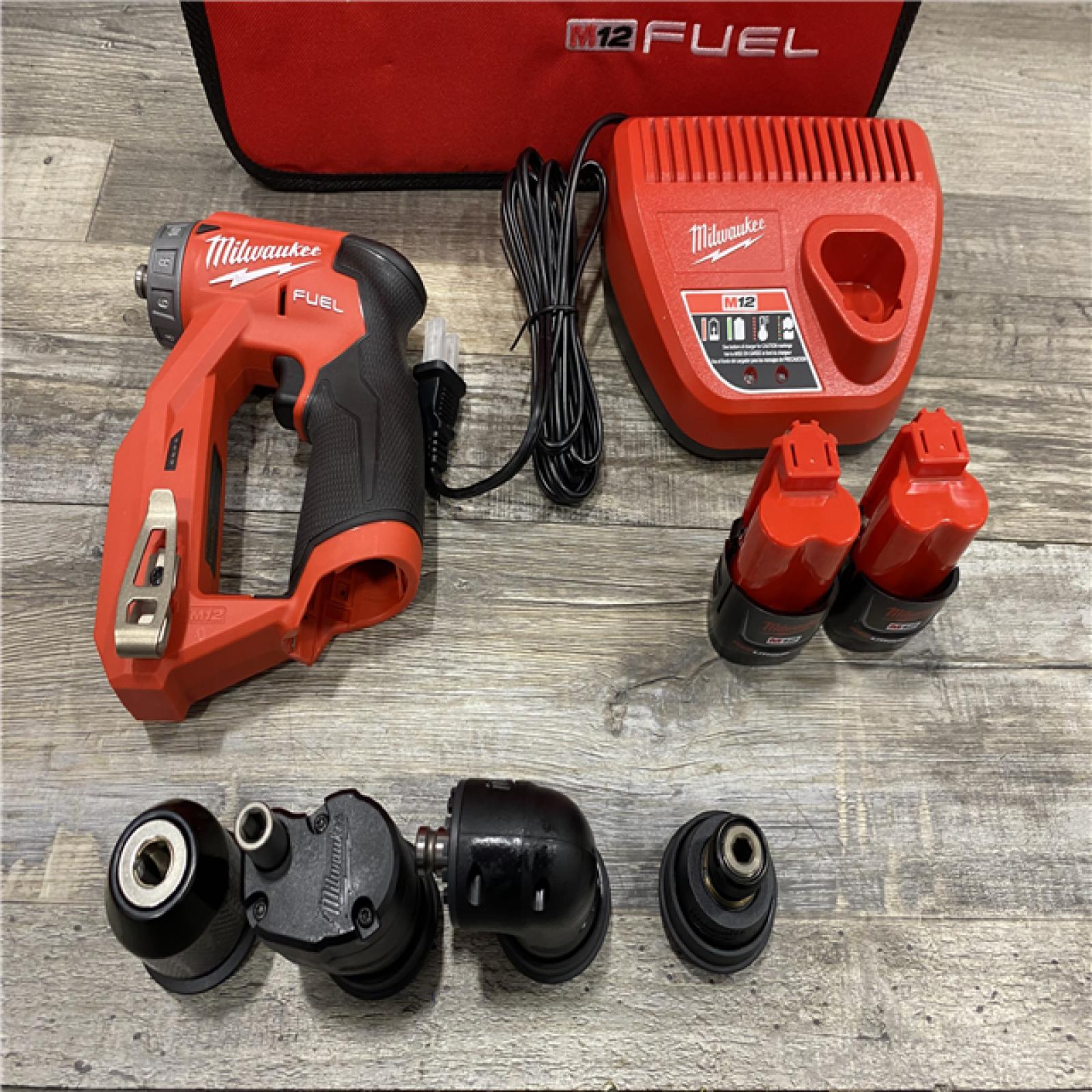 AS-IS Milwaukee FUEL 12V Lithium-Ion Brushless Cordless 4-in-1 Installation 3/8 in. Drill Driver Kit