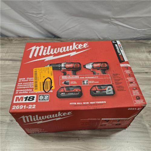 NEW! - Milwaukee 18V Cordless Brushed 2-Tool Drill/Driver and Impact Driver Kit