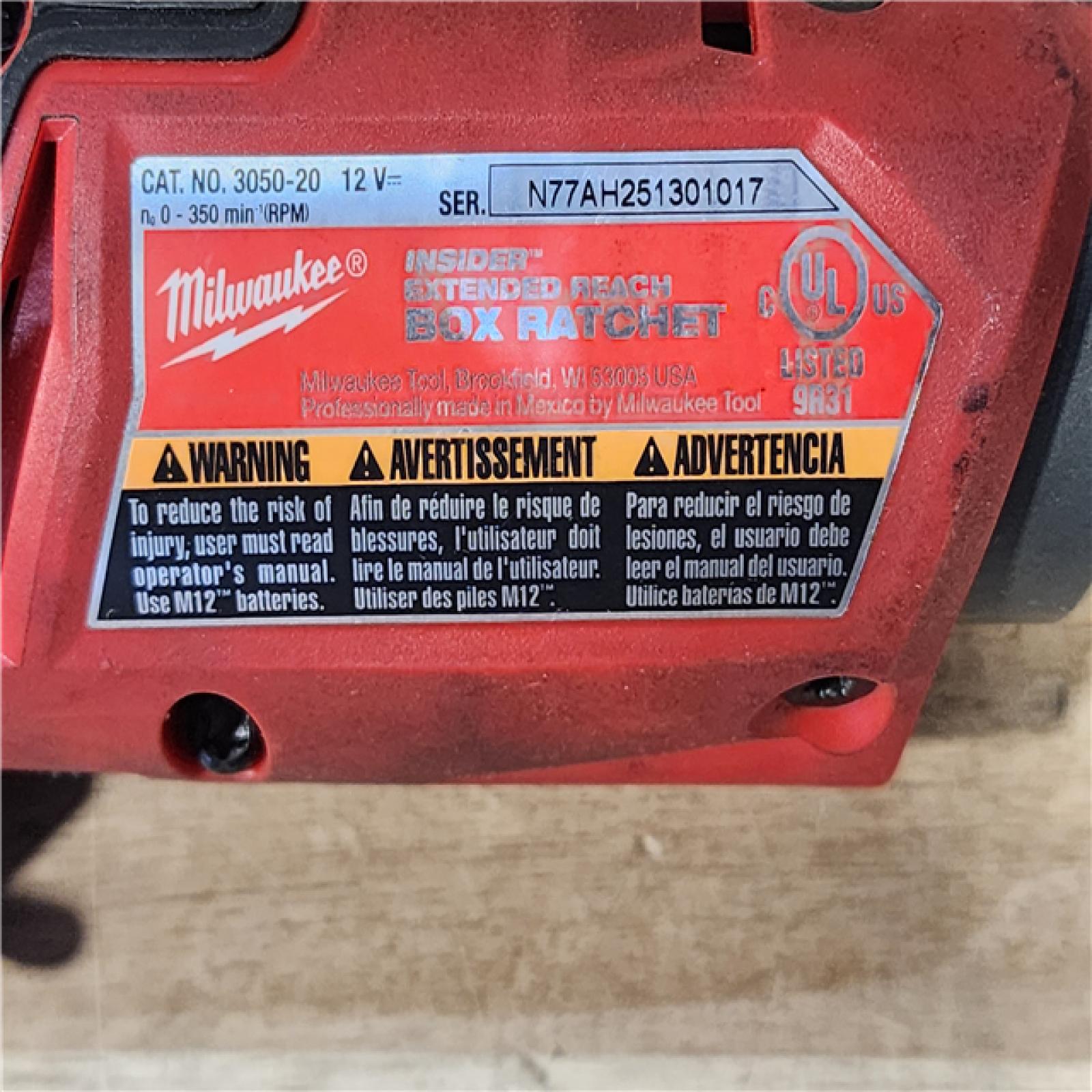 HOUSTON LOCATION - AS-IS M12 FUEL INSIDER 12V Lithium-Ion Brushless Cordless 1/4 in. - 3/8 in. Extended Reach Box Ratchet (Tool-Only)