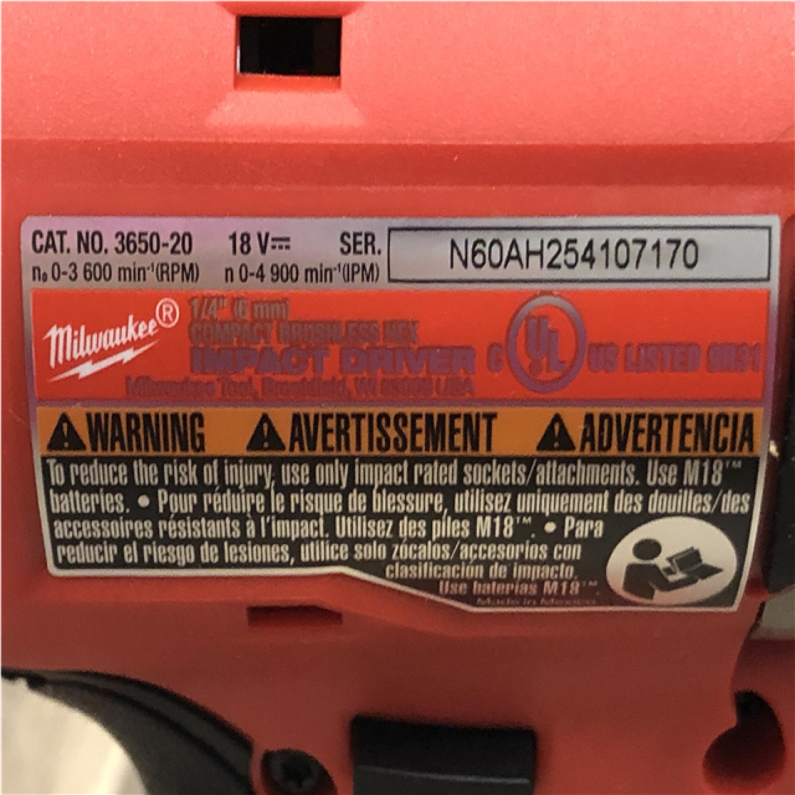 AS-IS Milwaukee 18-Volt Lithium-Ion Compact Brushless Cordless 1/4 in. Impact Driver Kit