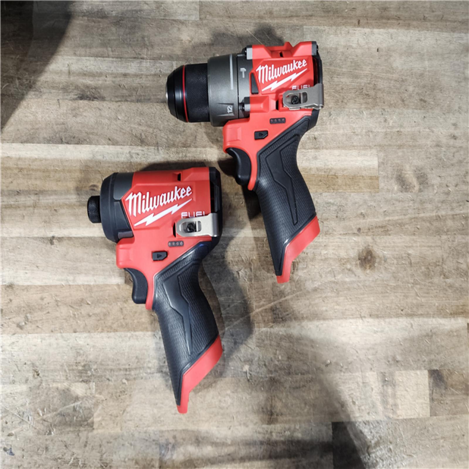 HOUSTON LOCATION - AS-IS Milwaukee FUEL 12-Volt Lithium-Ion Brushless Cordless Hammer Drill and Impact Driver Combo Kit