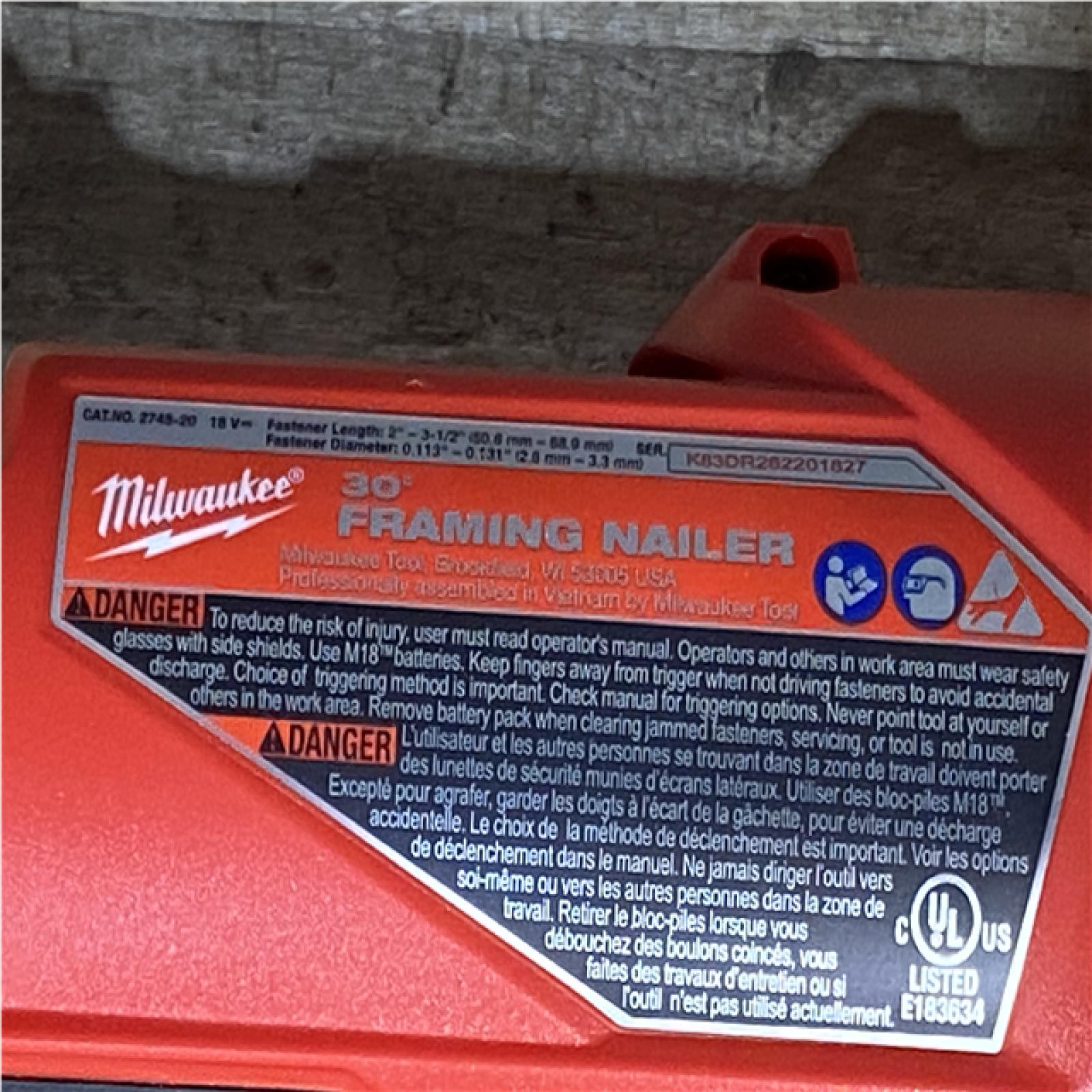 Houston Location AS-IS Milwaukee FUEL 3-1/2 in. 18-Volt 30-Degree Lithium-Ion Brushless Cordless Framing Nailer (Tool-Only)