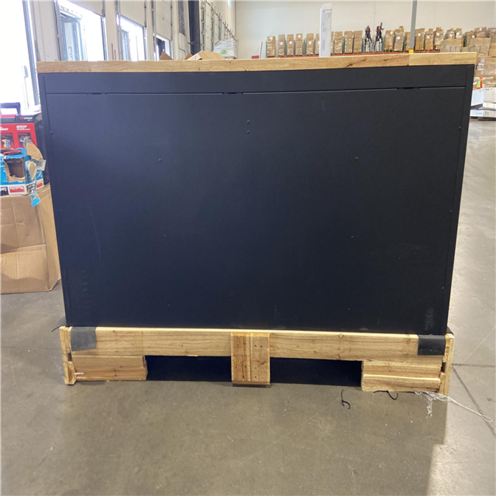 DALLAS LOCATION -Husky 61 in. W x 23 in. D Heavy Duty 15-Drawer Mobile Workbench Tool Chest with Solid Wood Top in Matte Black