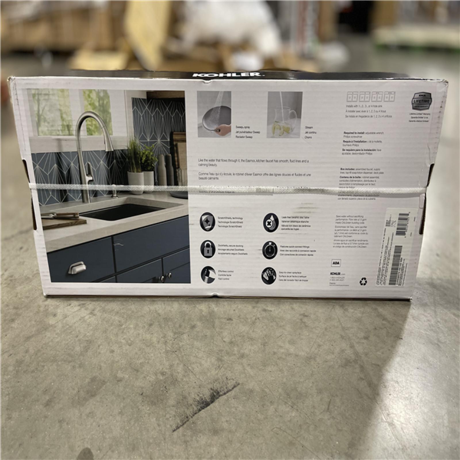 DALLAS LOCATION - NEW KOHLER Easmor Single-Handle Pull Down Sprayer Kitchen Faucet in Vibrant Stainless (LOT OF 7)