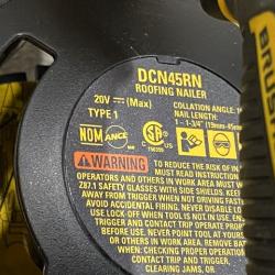 AS-IS DEWALT 20V MAX Lithium-Ion 15-Degree Electric Cordless Roofing Nailer Kit