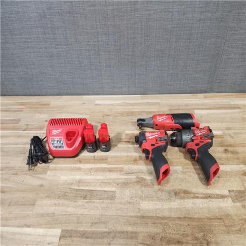 HOUSTON LOCATION - AS-IS MILWAUKEE 3 TOOL COMBO KIT W/ (2) BATTERY & CHARGER