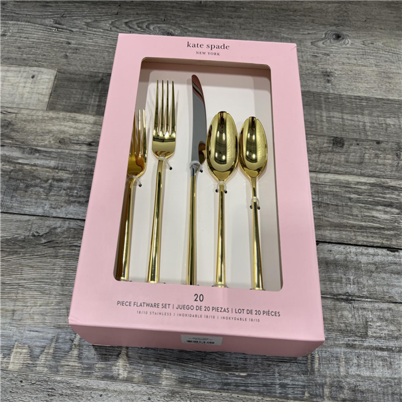 NEW Kate Spade New York Malmo Gold 20-pc Flatware Set, Service for 4 - Gold Plated