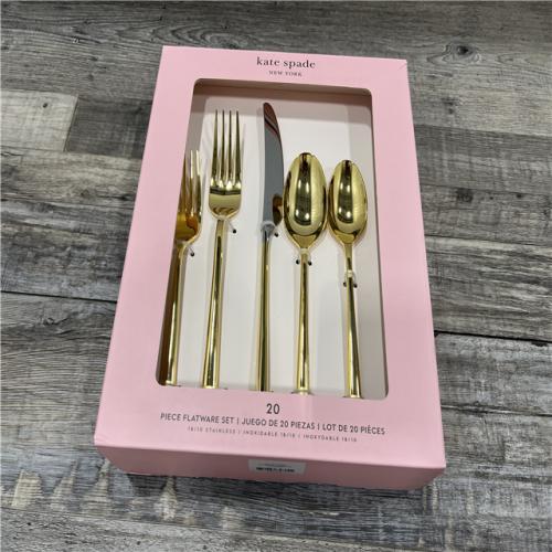 NEW Kate Spade New York Malmo Gold 20-pc Flatware Set, Service for 4 - Gold Plated