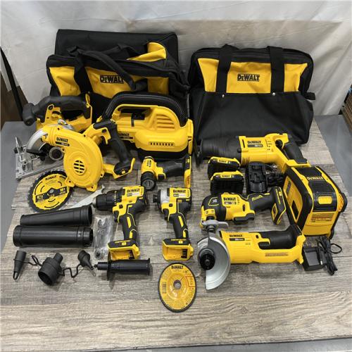 AS-IS DEWALT 20-Volt Max Lithium-Ion 10-Tool Cordless Combo Kit with Two 2.0 Ah Batteries  Charger and 2 Bags