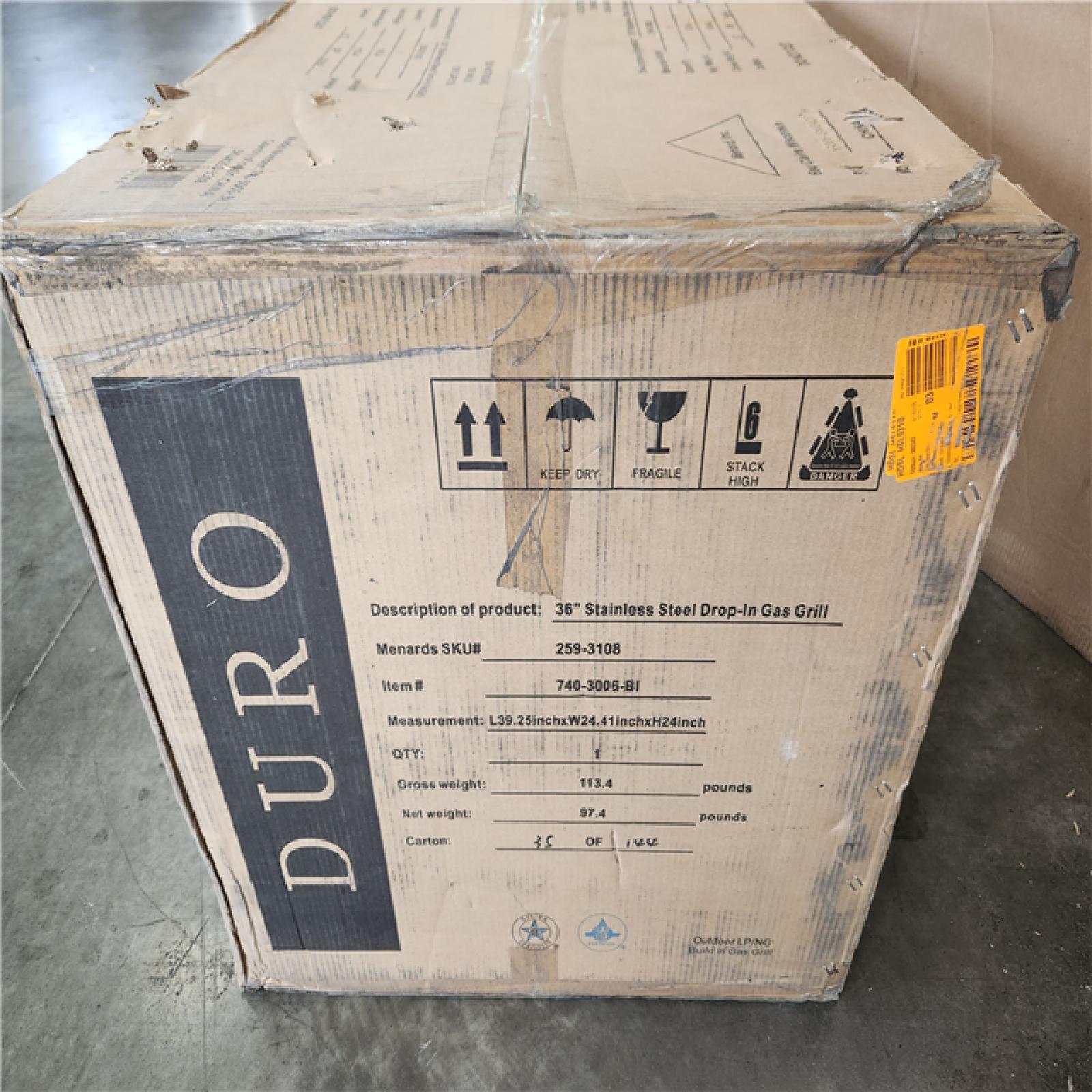 Phoenix NEW DURO 36 in. 6-Burner Built-In Gas Grill with Rotisserie Kit Included 62,000 Total BTU (SEALED)