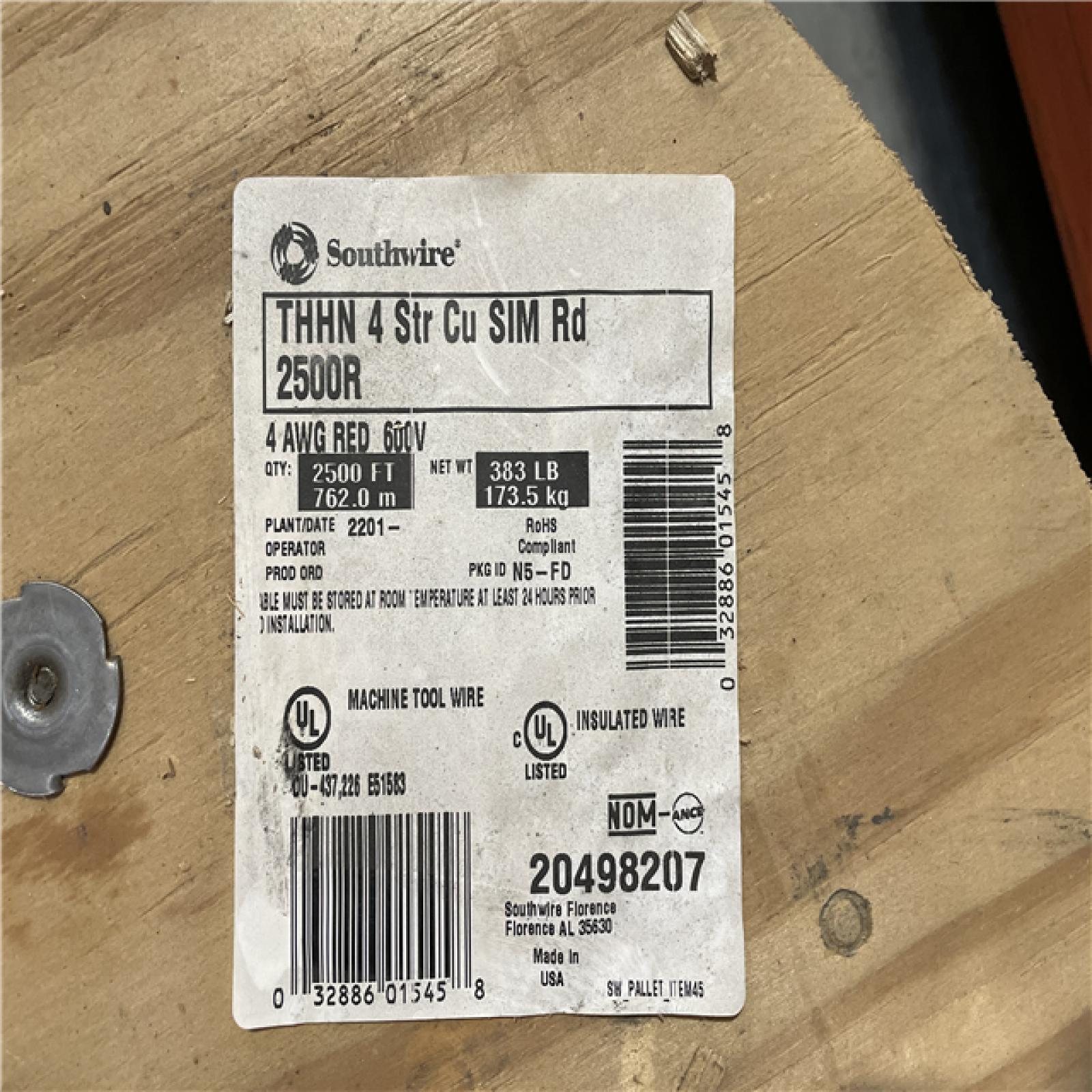 DALLAS LOCATION- Southwire 2 500 ft. 4 Red Stranded CU SIMpull THHN Wire