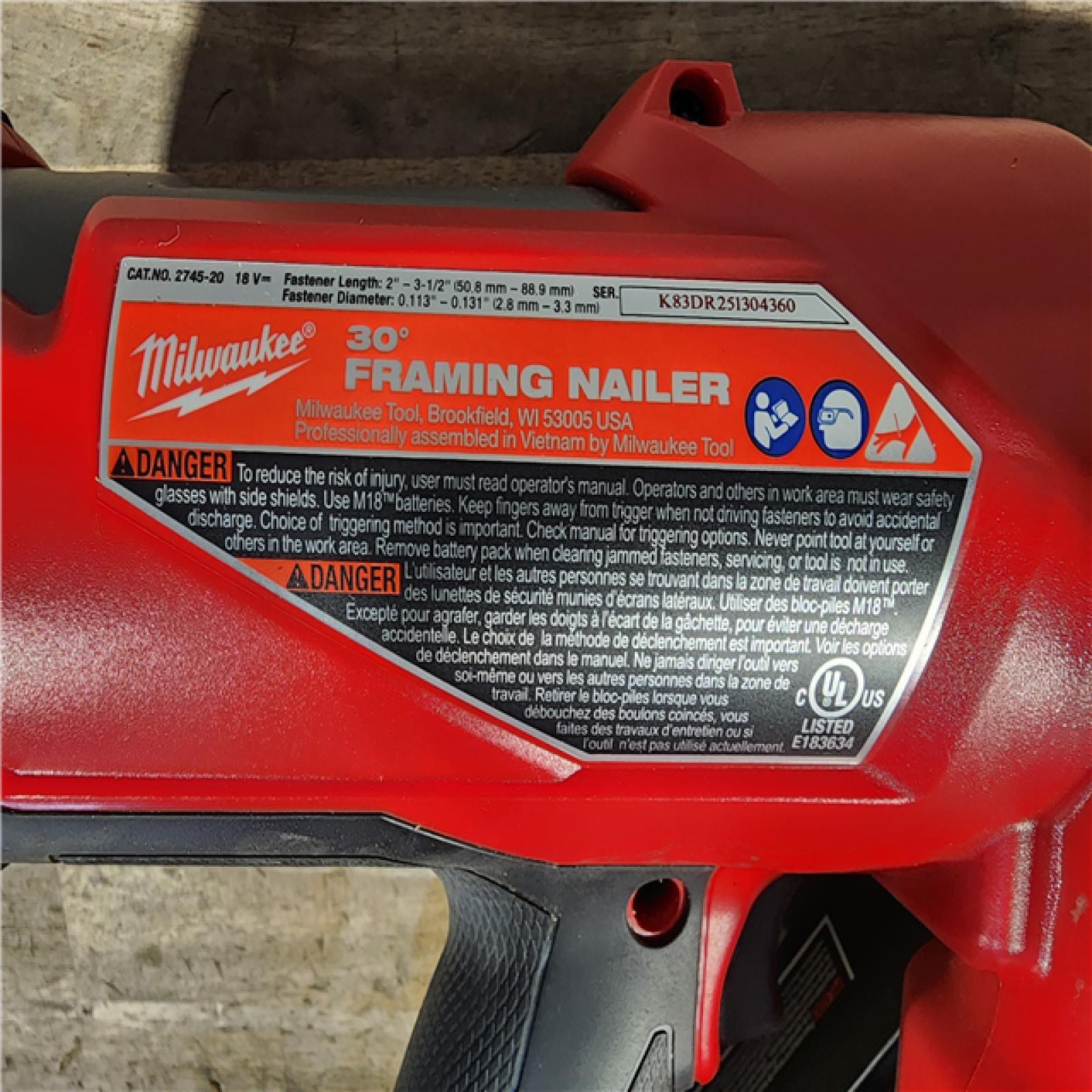 HOUSTON LOCATION - AS-IS Milwaukee M18 FUEL 30 Degree Framing Nailer (TOOL ONLY)