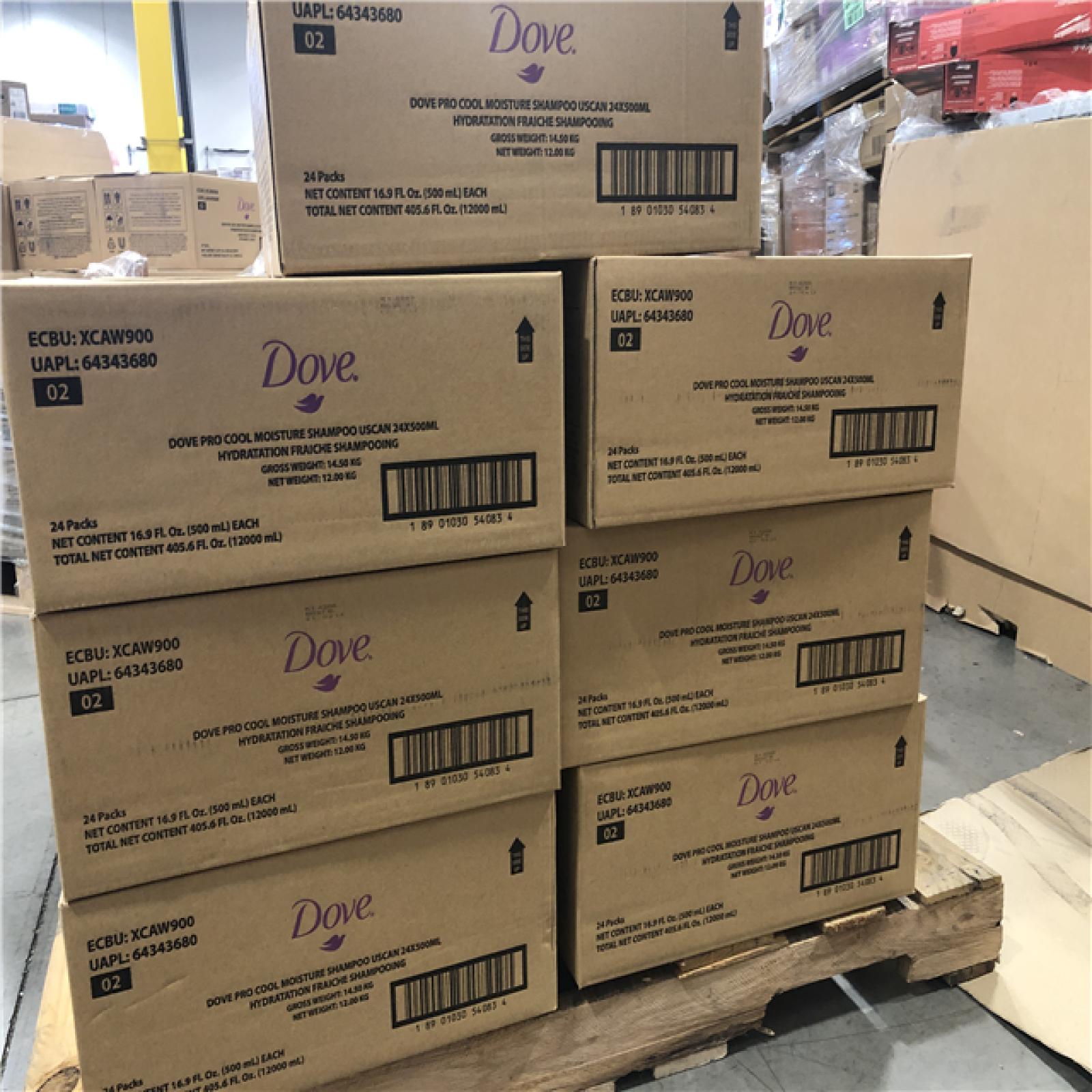 DALLAS LOCATION - NEW! - Dove PRO 500ml Shampoo Pallet (504 UNITS)