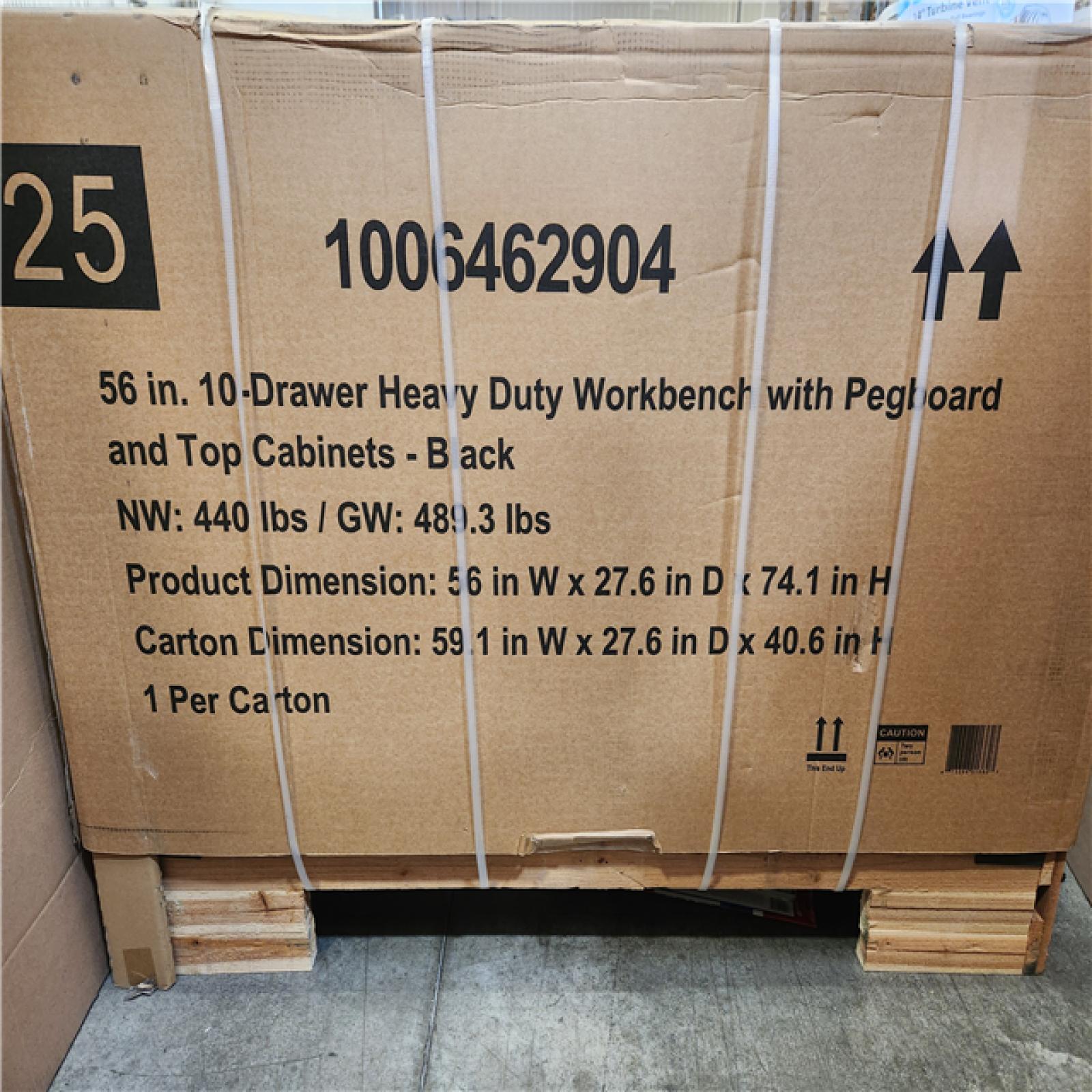 Phoenix NEW Husky 56 in. W x 27.6 in. D 10-Drawer Matte Black Heavy-Duty Mobile Workbench with Pegboard and Top Cabinets (SEALED)