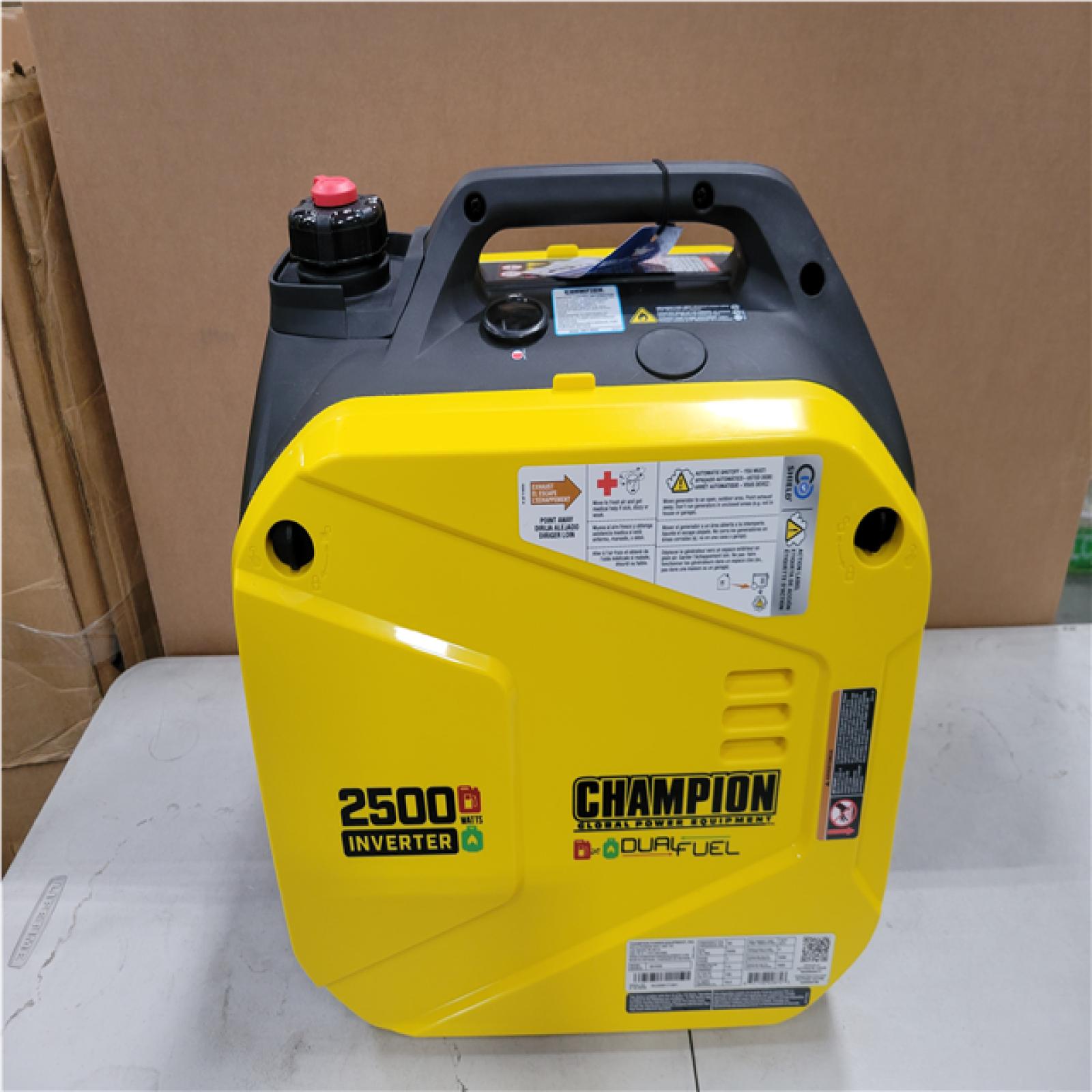 CALIFORNIA AS-IS CHAMPION 2500/1850-Watt Recoil Start Gasoline/Propane Powered Dual Fuel Inverter Generator with Quiet Technology and CO Shield