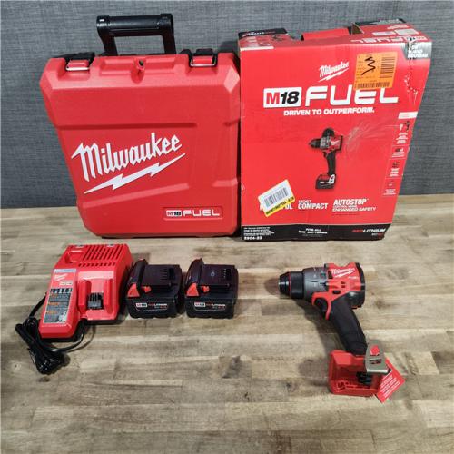 HOUSTON LOCATION - AS-IS (APPEARS LIKE NEW) Milwaukee 2904-22 Hammer Drill Driver Kit with Batteries  Charger & Tool Case  Red