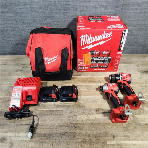 HOUSTON LOCATION - AS-IS Milwaukee M18 18V Lithium-Ion Brushless Cordless Compact Drill/Impact Combo Kit (2-Tool) W/(2) 2.0 Ah Batteries, Charger & Bag