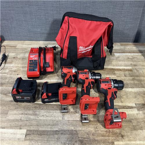Houston Location AS-IS Milwaukee Hammer Drill Driver and Drill Driver and Impact Driver and Batteries QTY/2 with Charger