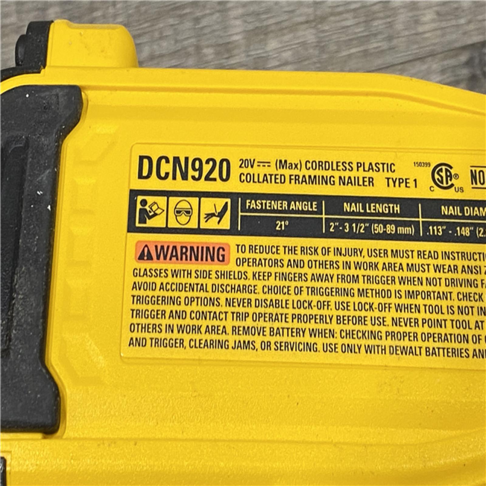 AS-IS DEWALT 20-Volt 21° Cordless Framing Nailer (Tool-Only)