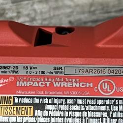 AS-IS Milwaukee FUEL Gen-2 18V Lithium-Ion Brushless Cordless Mid Torque 1/2 in. Impact Wrench w/Friction Ring (Tool-Only)