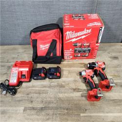 HOUSTON LOCATION - AS-IS Milwaukee M18 18V Lithium-Ion Brushless Cordless Compact Drill/Impact Combo Kit (2-Tool) W/(2) 2.0 Ah Batteries  Charger & Bag