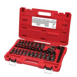 NEW- Milwaukee Tool 43 Pc 3/8 Drive Deep Socket Set - 5/16 to 3/4  8 to 19mm  6 Points