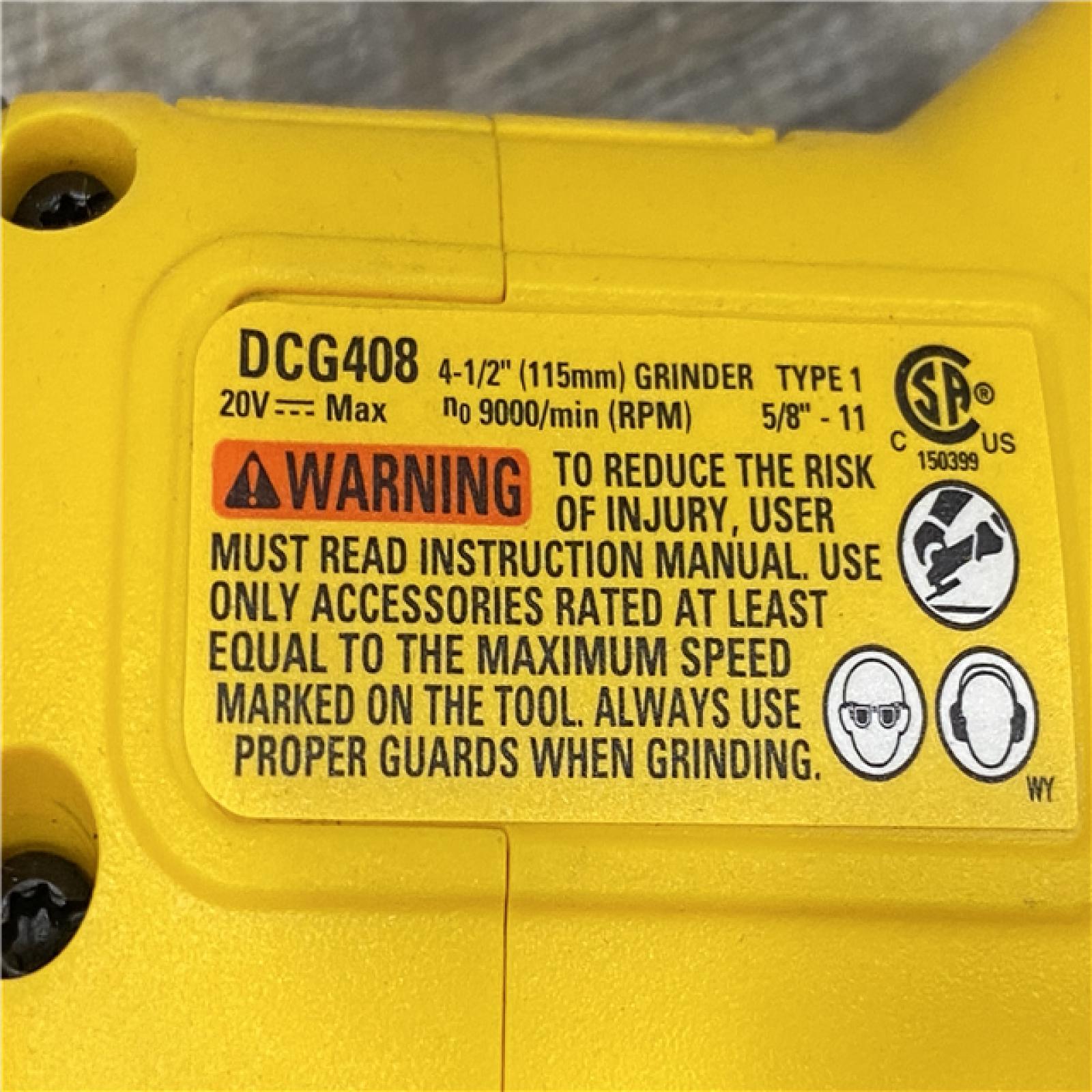 AS-IS DEWALT 20V MAX Cordless Brushless 4-1/2 in. Angle Grinder with Paddle Switch (Tool Only)